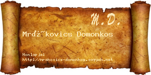 Mrákovics Domonkos névjegykártya